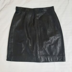 Vintage black leather mini skirt